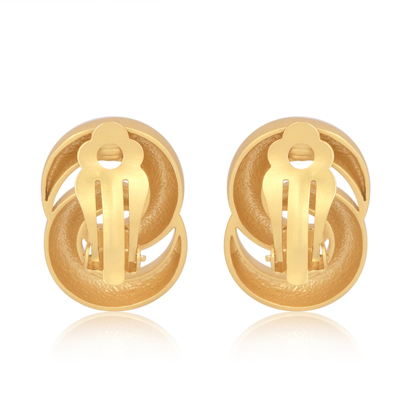 The Power Loop Earrings in 18K gold plated brass with bold interlocking loop clip-on design