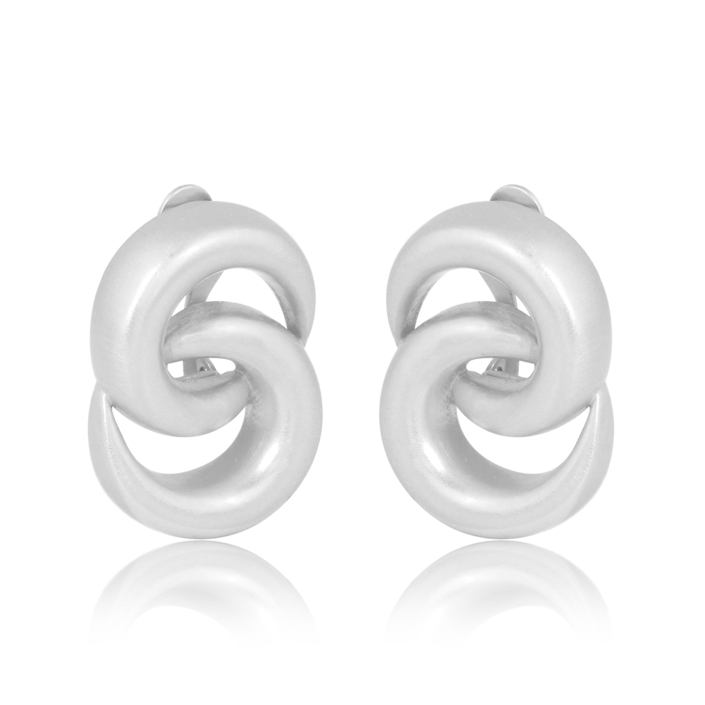 The Infinity Loop Earrings silver clip-on statement earrings with interlocking infinity loop design