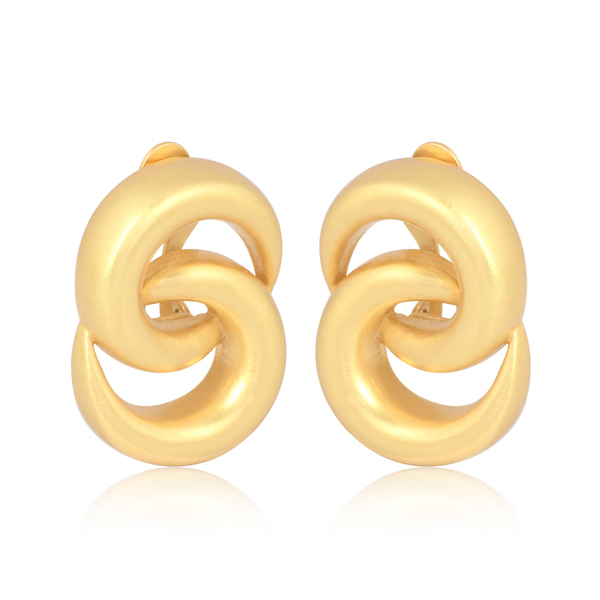 The Power Loop Earrings in 18K gold plated brass with bold interlocking loop clip-on design