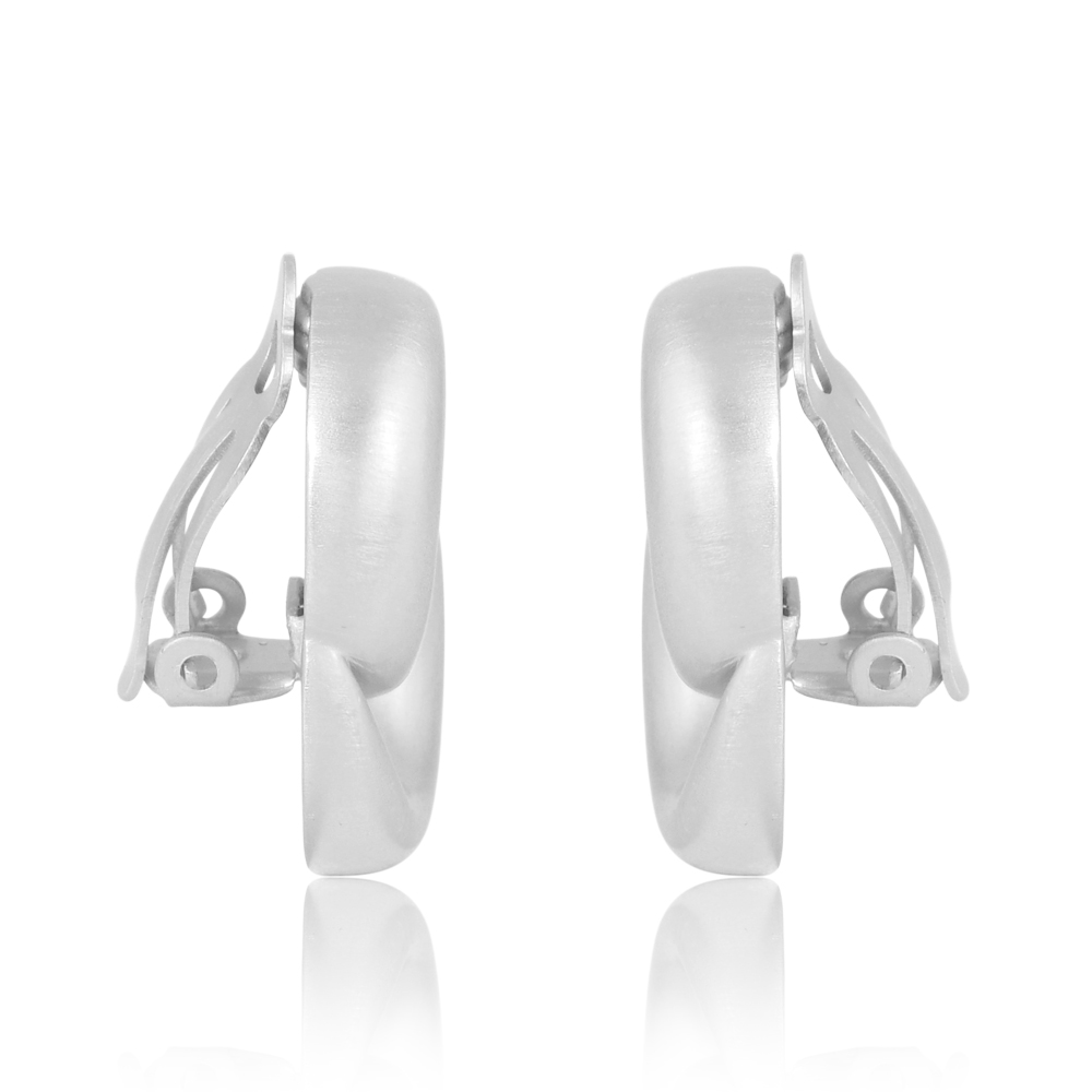 The Infinity Loop Earrings silver clip-on statement earrings with interlocking infinity loop design