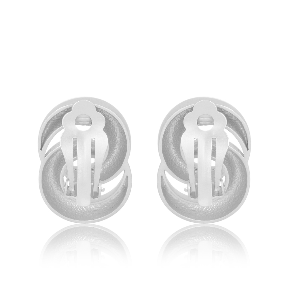The Infinity Loop Earrings silver clip-on statement earrings with interlocking infinity loop design