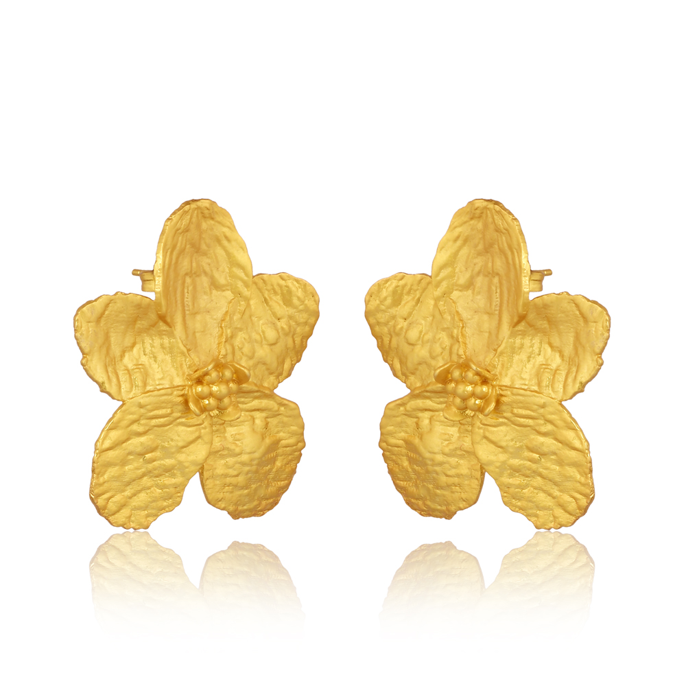Golden Bloom Flower Earrings in 18k Gold plating.