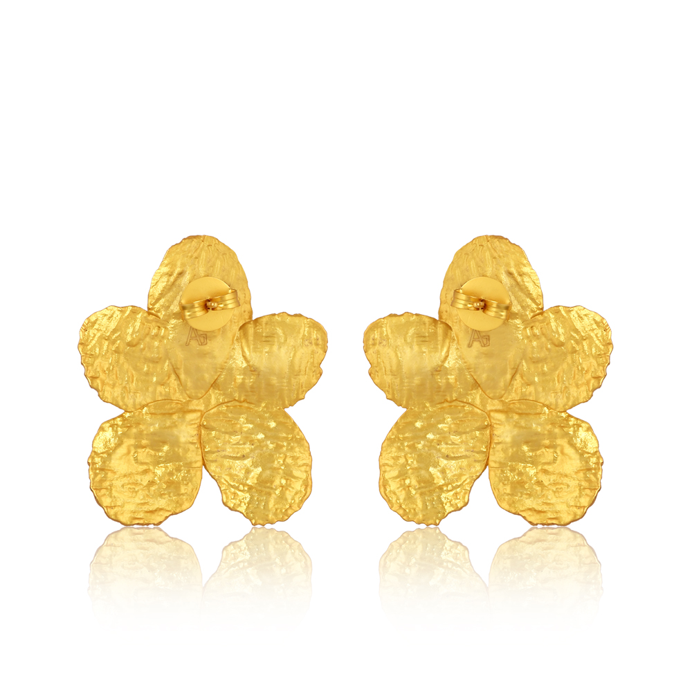 Golden Bloom Flower Earrings in 18k Gold plating.